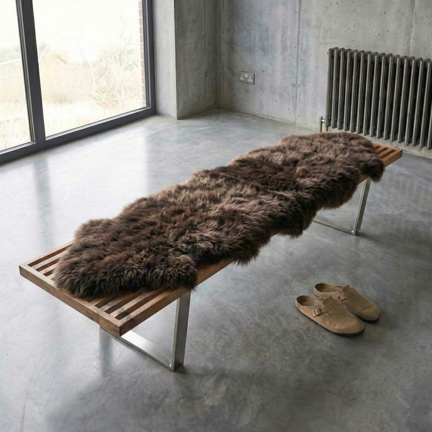 Double New Zealand Sheepskin Rug & Throw, W65 x L180 cm, Chocolate