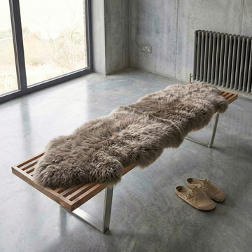 Double New Zealand Sheepskin Rug & Throw, 2-Pelt, Medium, L180 x W65 cm, Taupe