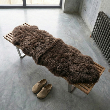 Double New Zealand Sheepskin Rug & Throw, 2-Pelt, Medium, L180 x W65 cm, Chocolate