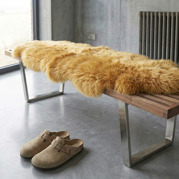 Double New Zealand Sheepskin Rug & Throw, 2-Pelt, Medium, L180 x W65 cm, Squash