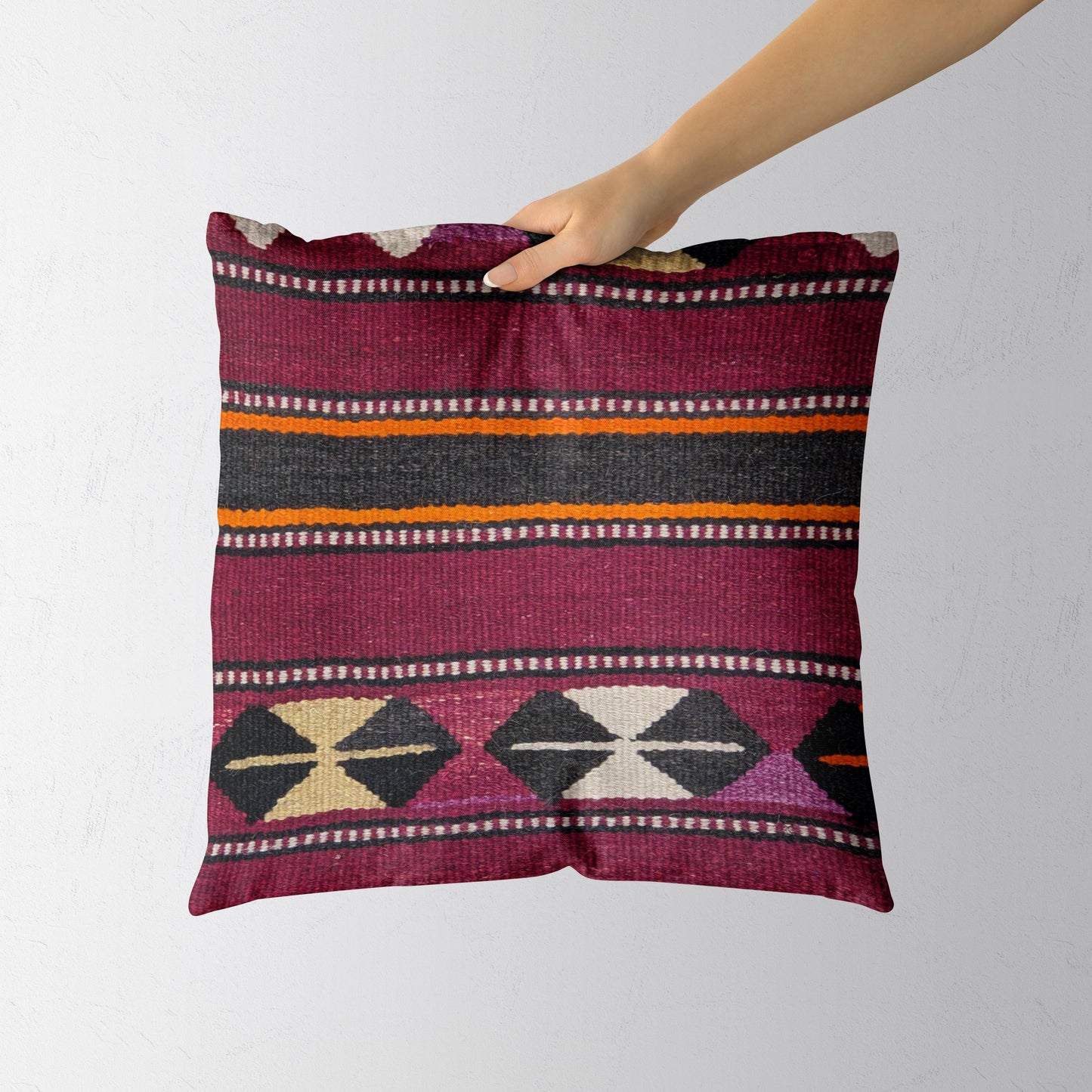 Turkish Kilim Vintage Cushion Cover - 42 x 40 cm