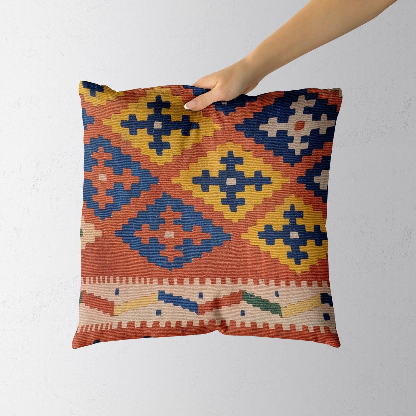 Turkish Kilim Vintage Cushion Cover - 42 x 40 cm