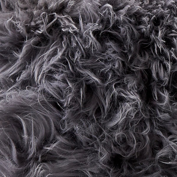 Grey sheepskin cushion cover detail