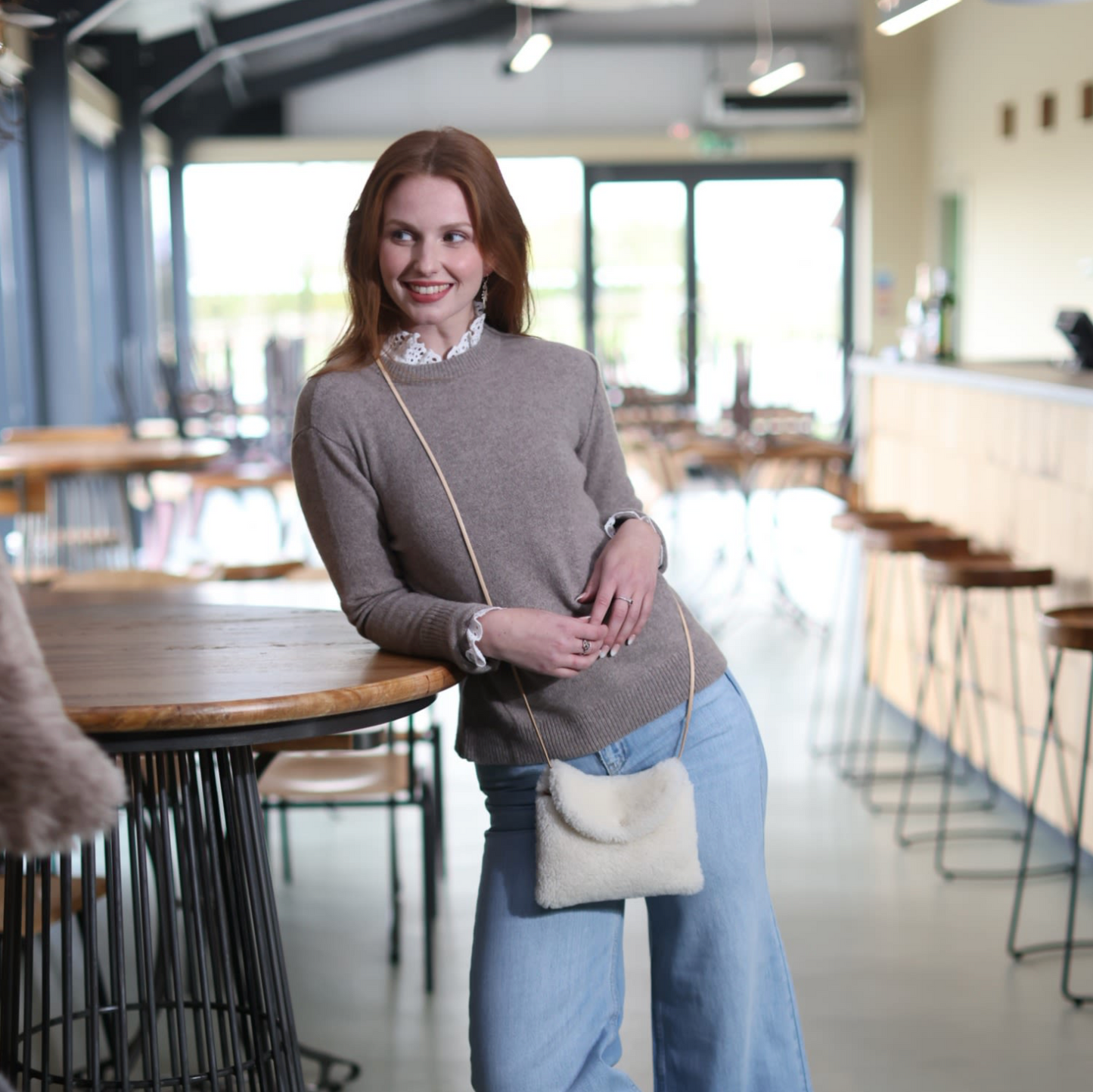 Boo Sheepskin Crossbody Clutch Bag