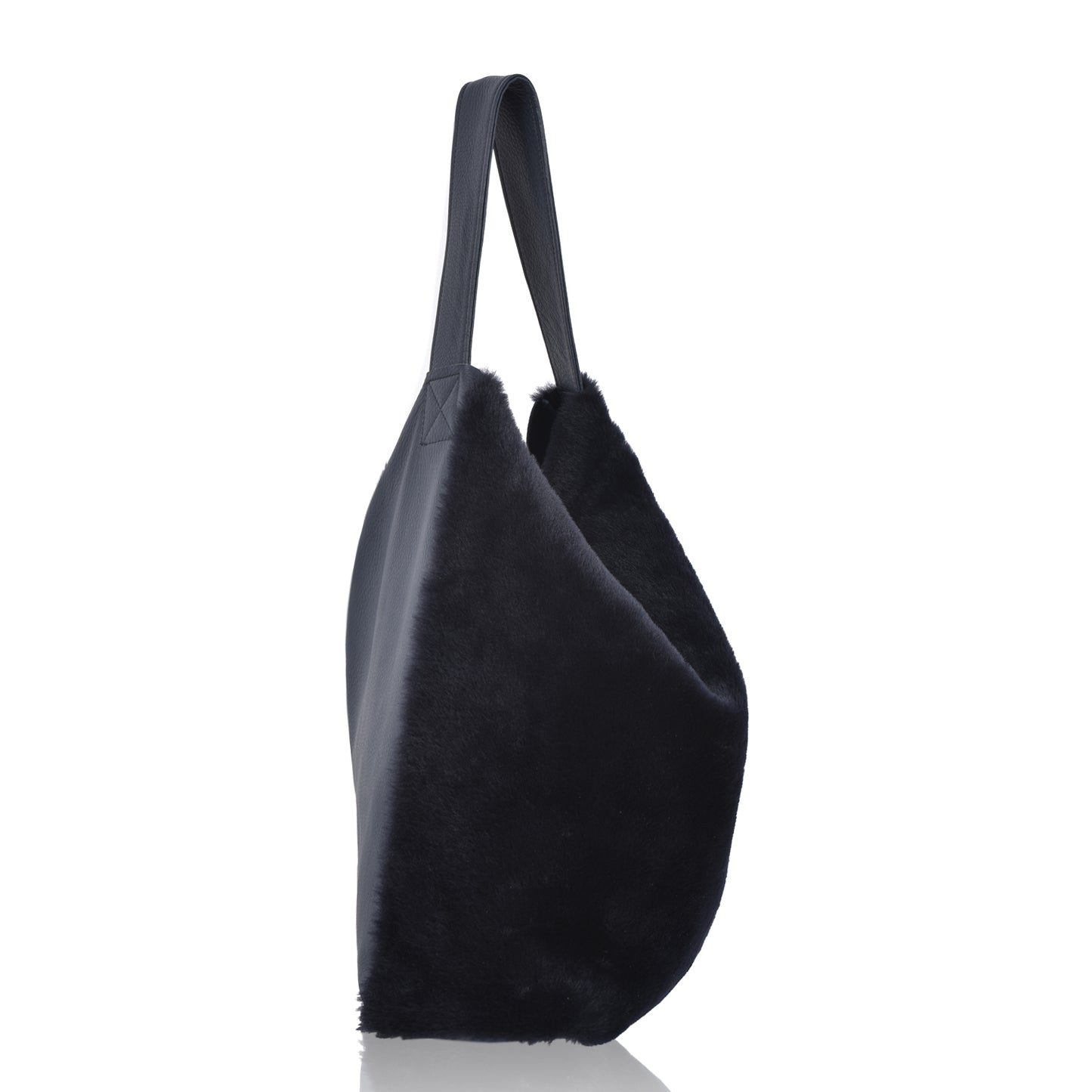 Natural Sheepskin & Leather Shoulder Tote Bag, Yatton