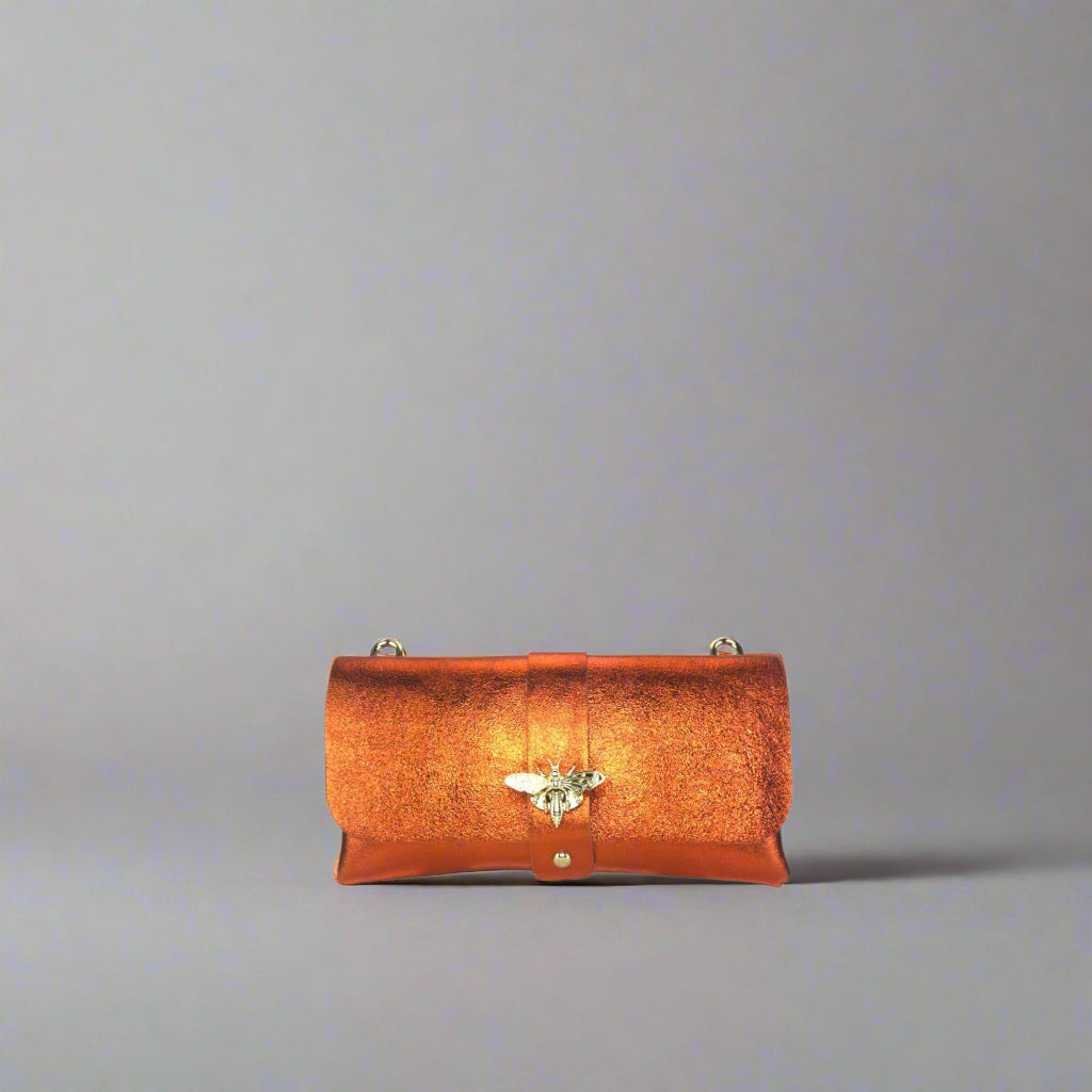 Anima Suede Leather Metallic Clutch Shoulder Bag by Clemés (7 Colours)