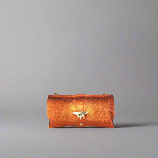Anima Suede Leather Metallic Clutch Shoulder Bag by Clemés (7 Colours)