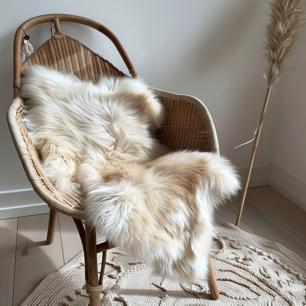 Natural Premium Argentine Criollo Long Hair Silky Goatskin, Ivory