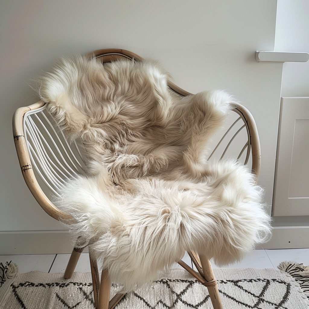 Natural Premium Argentine Criollo Long Hair Goatskin, Beige