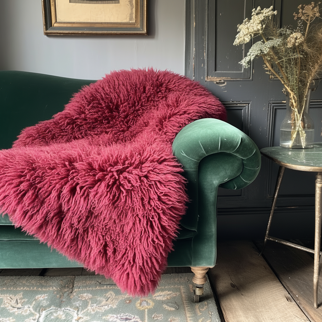 Single X-Large Premium Sheepskin Rug & Throw (W65 x L100 cm), Raspberry