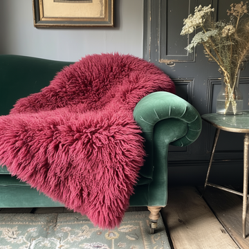 Single X-Large Premium Sheepskin Rug & Throw (W65 x L100 cm), Raspberry