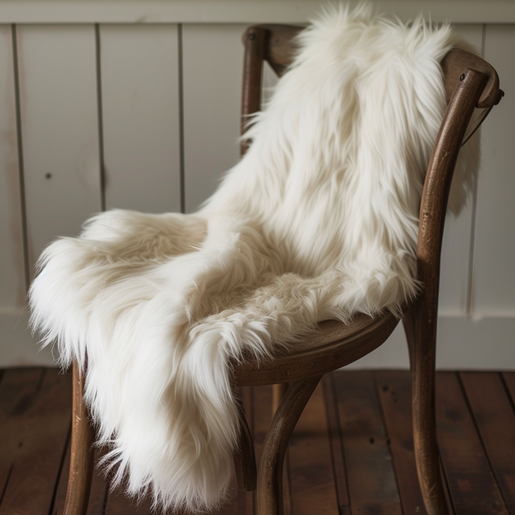 Natural Premium Argentine Criollo Long Hair Silky Goatskin, Ivory