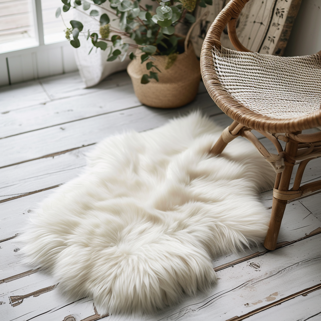 Natural Premium Argentine Criollo Long Hair Silky Goatskin, Ivory