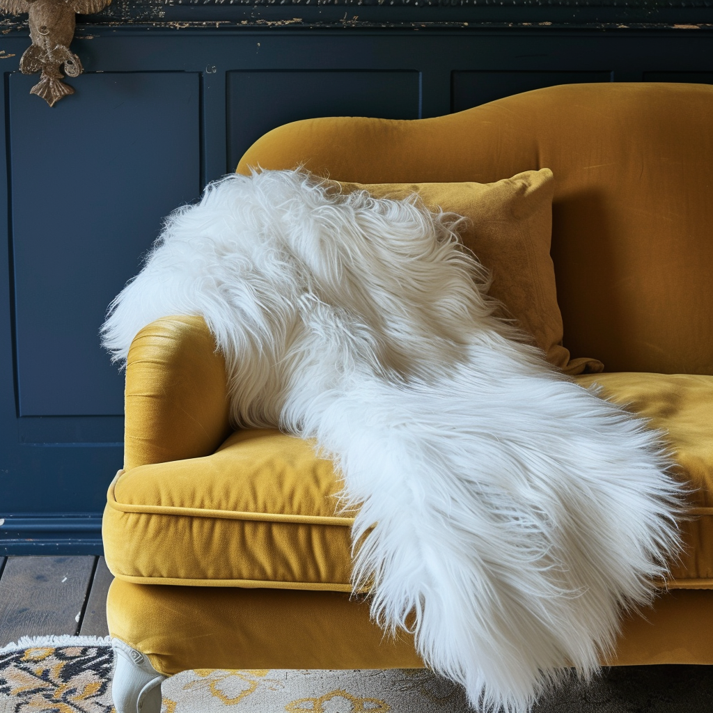 Natural Premium Argentine Criollo Long Hair Silky Goatskin, Ivory