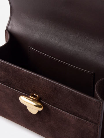 Leather-lined interior with slip pocket, Aurélie Suede Leather Baguette Bag by Clemés