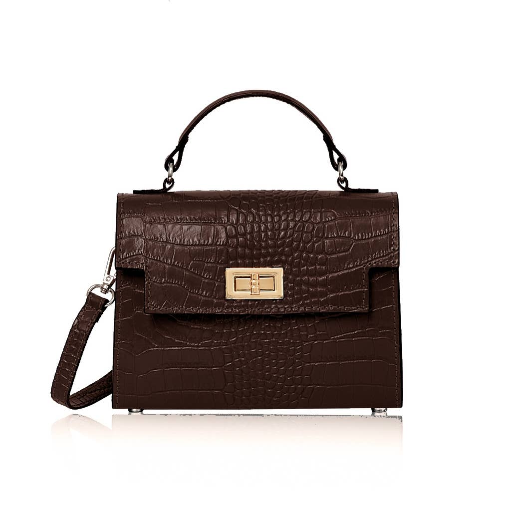 Margot Croc Embossed Leather Crossbody by Clemés