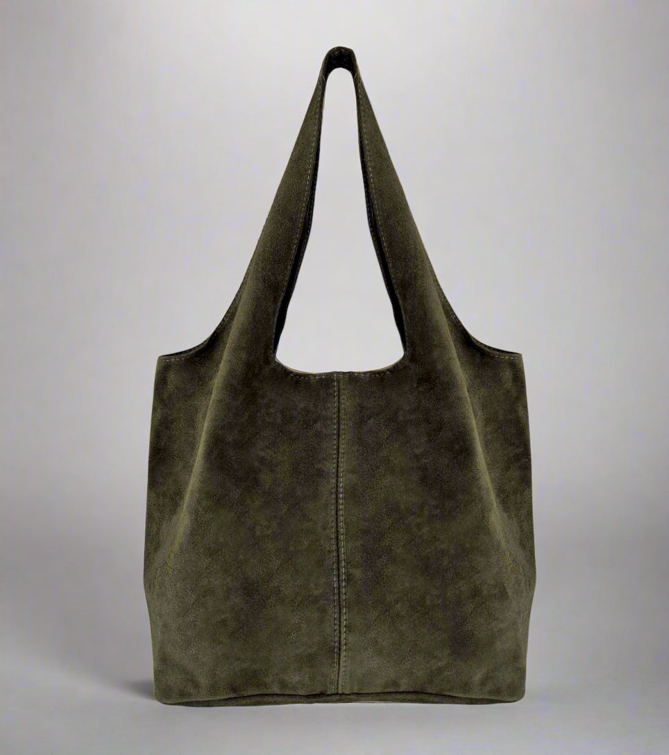 Giannina Suede Leather Shoulder Tote Bag With Internal Pouch by Clemés (4 Colours)