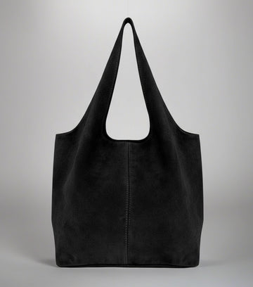 Giannina Suede Leather Shoulder Tote Bag by Clemés (Black)
