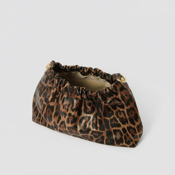 Léopoldine Golden Leopard Leather Crossbody Bag, by Clemés