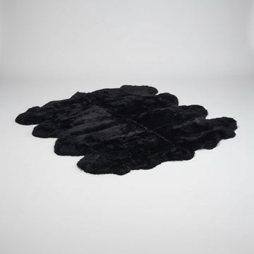 Octo New Zealand Sheepskin Rug & Throw, 8-Pelt, XX-Large, L200 x W180 cm, Black