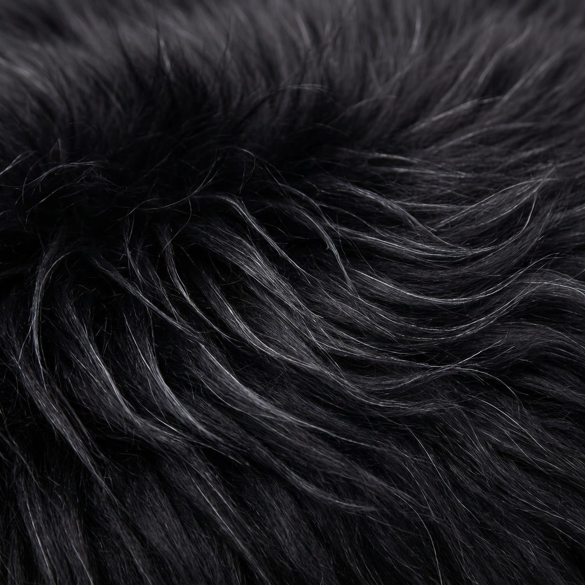 Black sheepskin rug detail