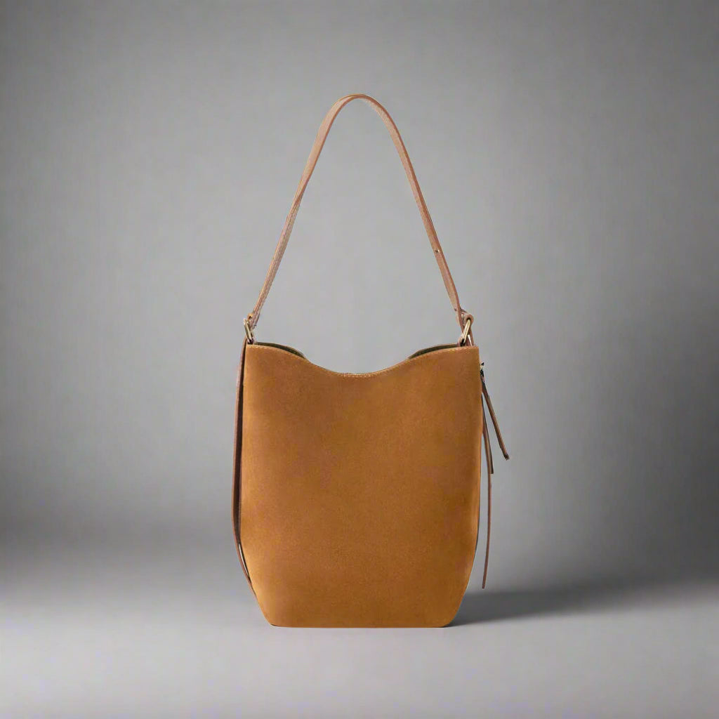 Serena Suede & Leather Bucket Shoulder Bag, by Clemés