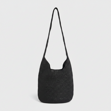 Fleurine Raffia Crossbody Basket by Clemés, Black