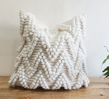 Zig Zag Natural Wool Cushion 50 x 50 cm