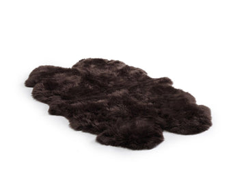Quad New Zealand Sheepskin Rug & Throw, 4-Pelt, Quad, L180 x W105 cm, Dark Chocolate