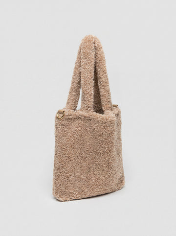 Delphine Faux Shearling Tote Shoulder Bag by Clemés