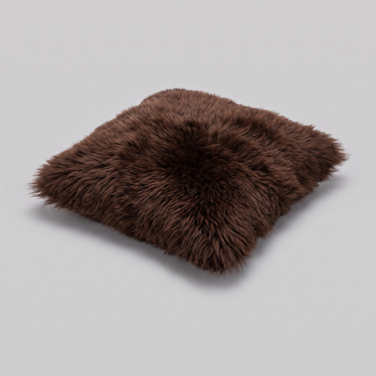 Double-Sided Sheepskin Cushion in Dark Chocolate