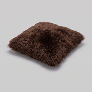 Double-Sided Sheepskin Cushion in Dark Chocolate