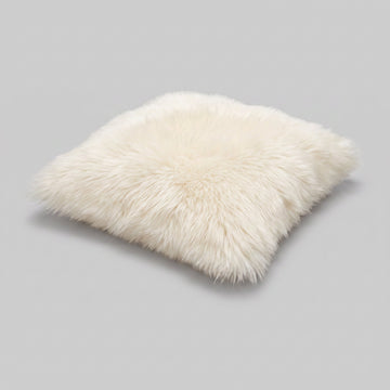 Pair of double-sided Ivory New Zealand sheepskin cushion covers 35 x 35 cm
