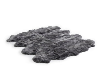 Octo New Zealand Sheepskin Rug & Throw, 8-Pelt, XX-Large, L200 x W180 cm, Grey