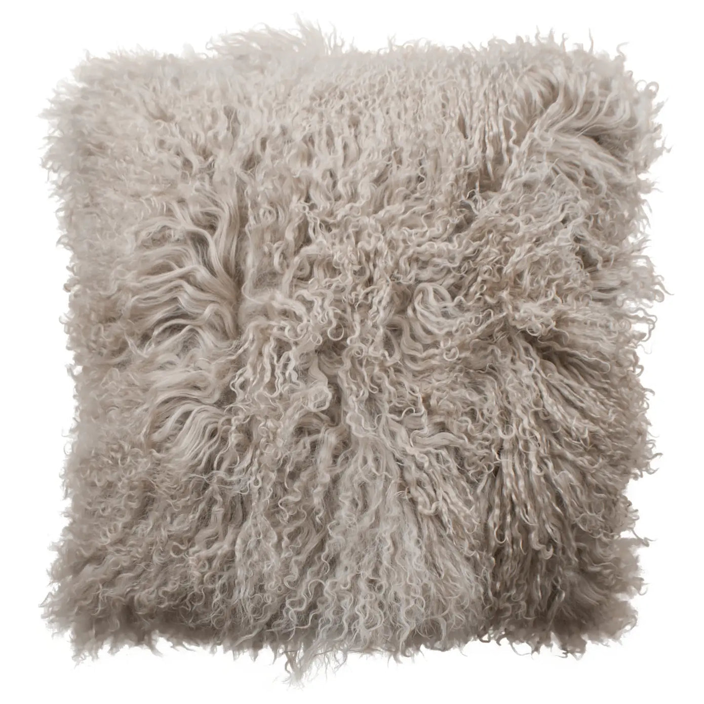 Natural Premium Mongolian Tibetan Sheepskin Cushion, 40 x 40 cm (2 Colours)
