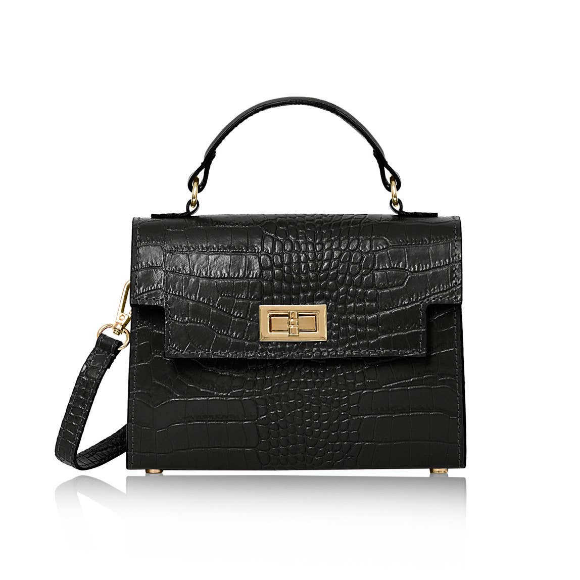 Margot Croc Embossed Leather Crossbody by Clemés
