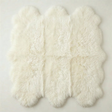 Ivory New Zealand sheepskin rug & throw, Sexto, 6-Pelt, L180 x W150 cm