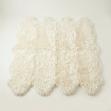 Ivory New Zealand sheepskin rug & throw, Octo, 8-Pelt, L200 x W180 cm