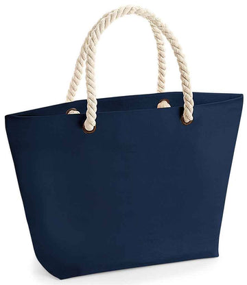 Colette Nautical Cotton Beach Bag by Clemés in Navy, studio shot on white background