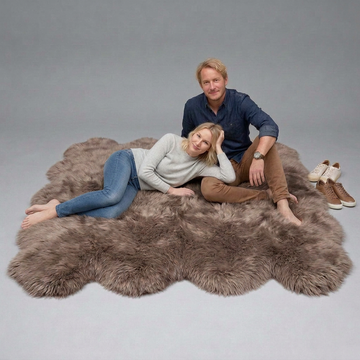 Octo New Zealand Sheepskin Rug & Throw, 8-Pelt, Octo, L200 x W180 cm, Taupe