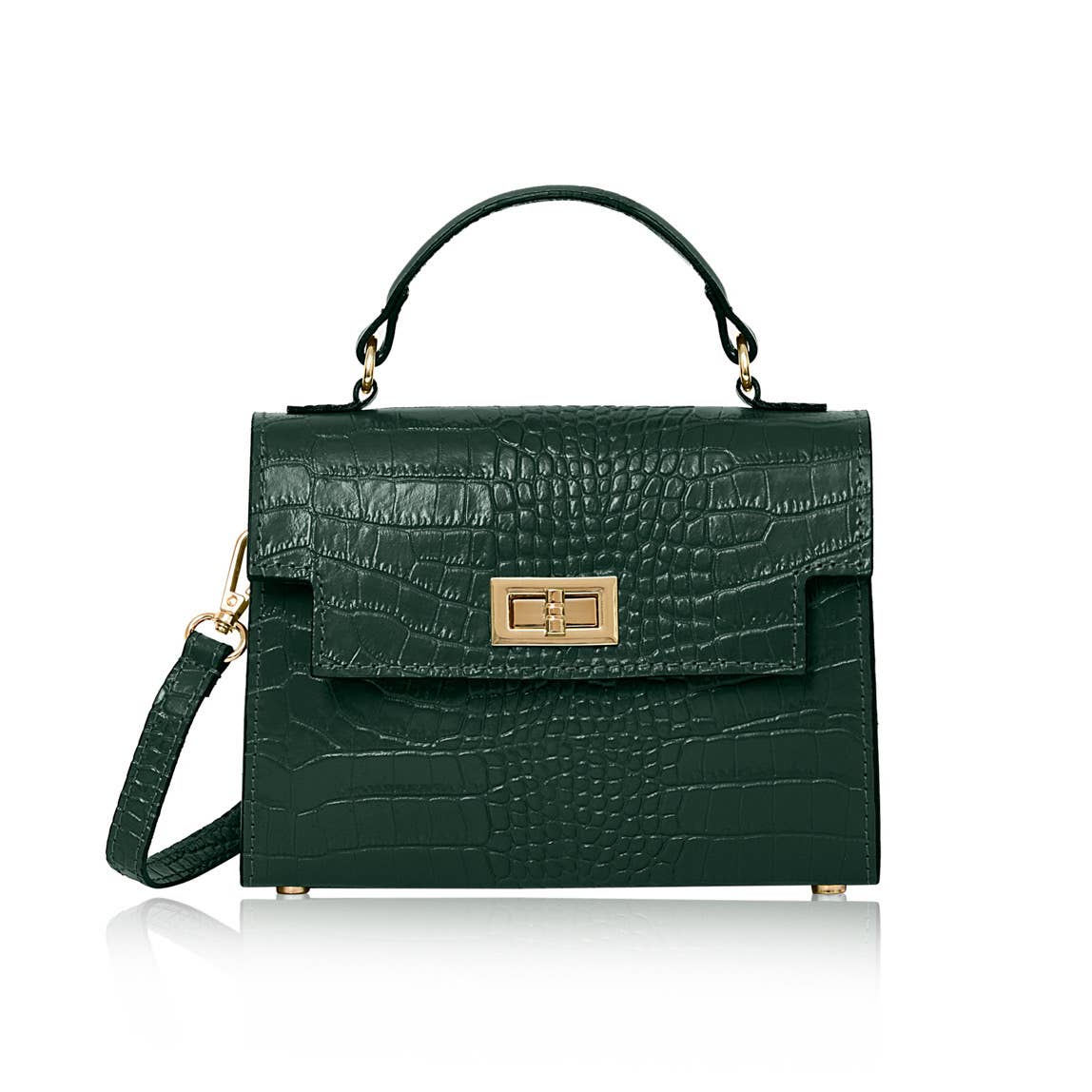 Margot Croc Embossed Leather Crossbody by Clemés