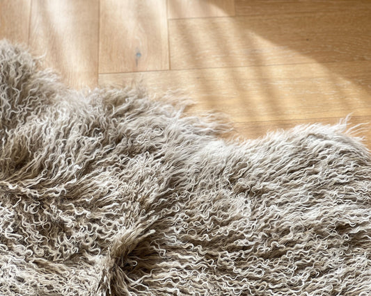 Natural Premium Tibetan Mongolian Sheepskin Rug/Throw, Double (W60 x L170 cm)