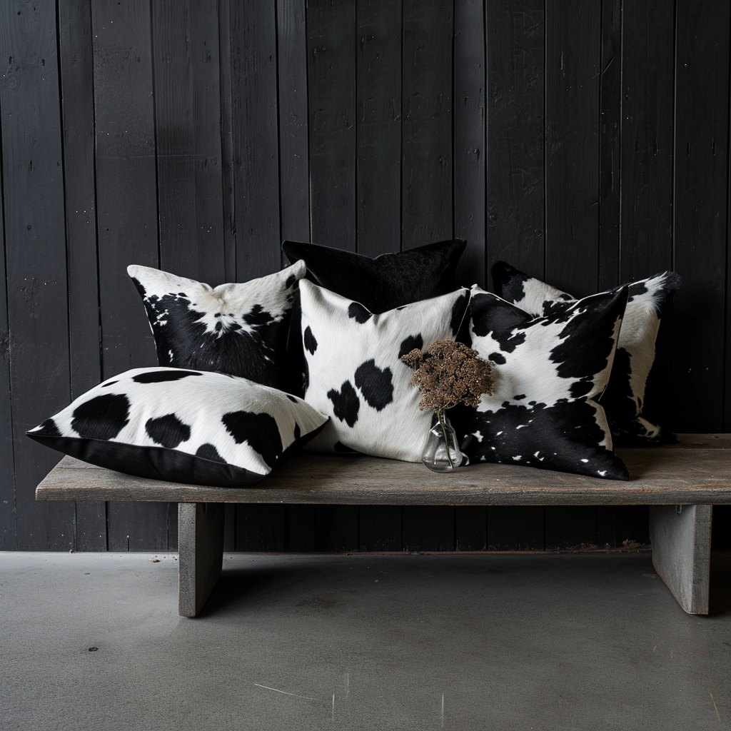 Genuine Cowhide Cushion, Black