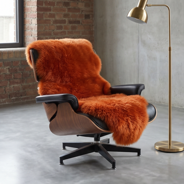 Double New Zealand Sheepskin Rug & Throw, 2-Pelt, Medium, L180 x W65 cm, Tangerine