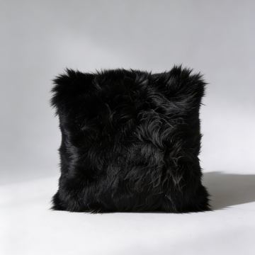 Pair of Black New Zealand sheepskin cushion covers 35 x 35 cm