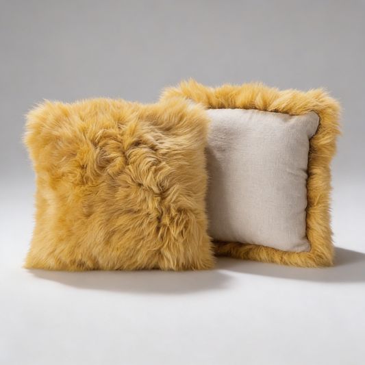 Natural Premium New Zealand Sheepskin Cushion 40 x 40 cm, Squash