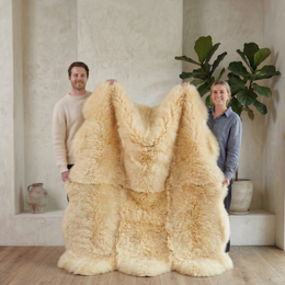 Sexto New Zealand Sheepskin Rug & Throw, 6-Pelt, Sexto, L180 x W150 cm, Champagne