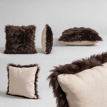 Natural Premium New Zealand Sheepskin Cushion 35 x 35 cm, Dark Chocolate