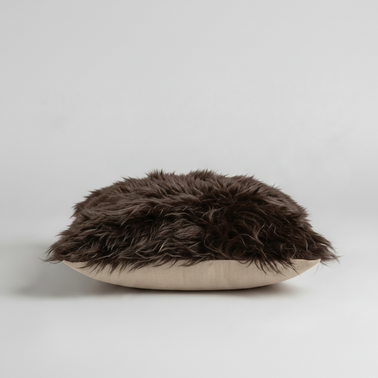 Natural Premium New Zealand Sheepskin Cushion 40 x 40 cm, Dark Chocolate