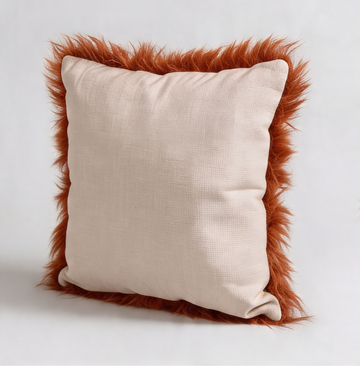 Natural Premium New Zealand Sheepskin Cushion 35 x 35 cm, Tangerine